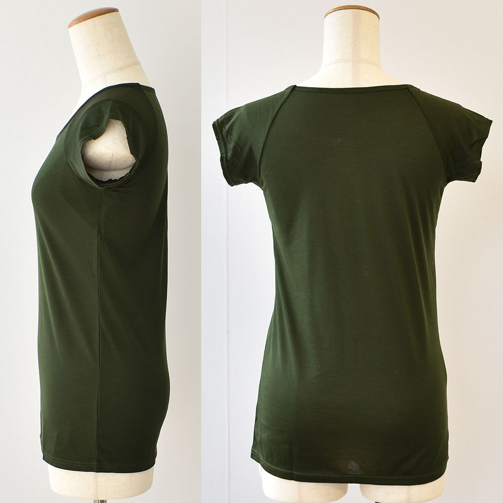 シルク100％ ジャージー 汗取りインナー フレンチ袖 日本製 襟ぐり小さめ