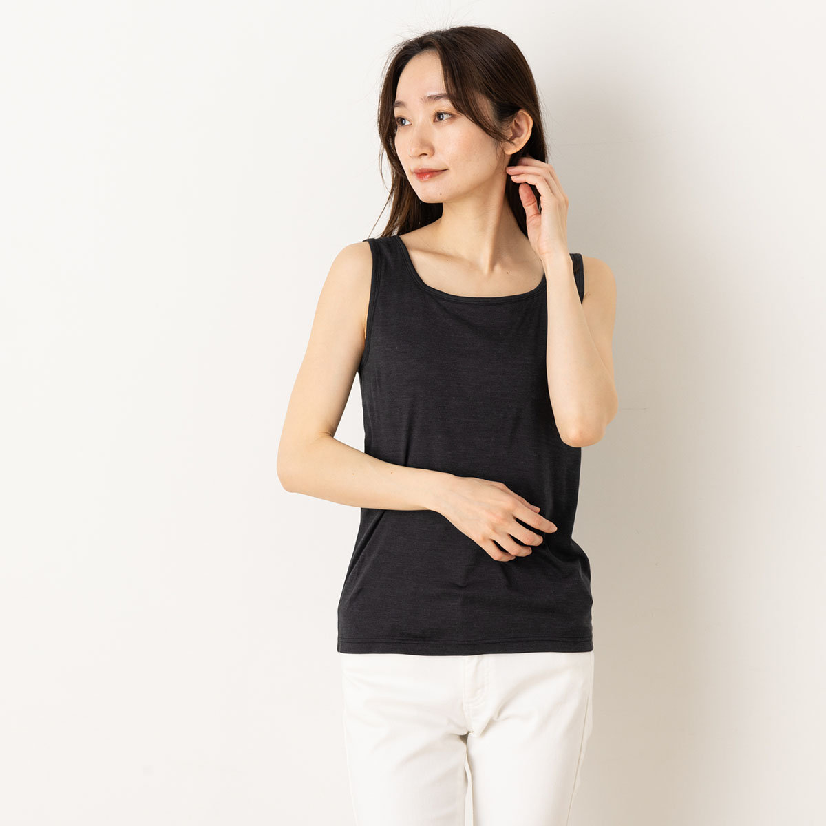シルク100％ ソフトジャージー カップ付き タンクトップ 日本製 ゆるラク