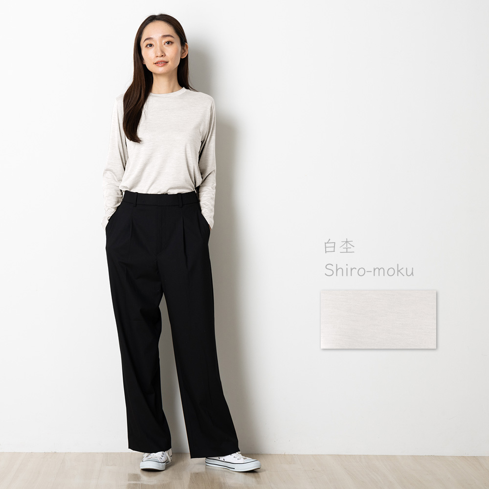 シルク100％ ソフトジャージー クルーネック 長袖トップス 日本製