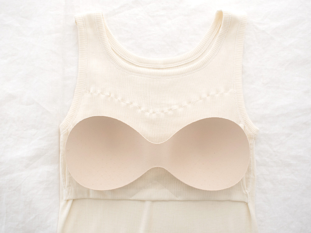 シルク100% テレコ カップ付き タンクトップ 日本製 ウォッシャブル加工