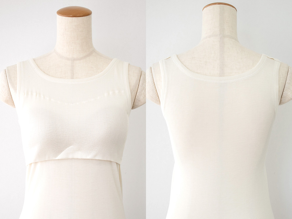 シルク100% テレコ カップ付き タンクトップ 日本製 ウォッシャブル加工