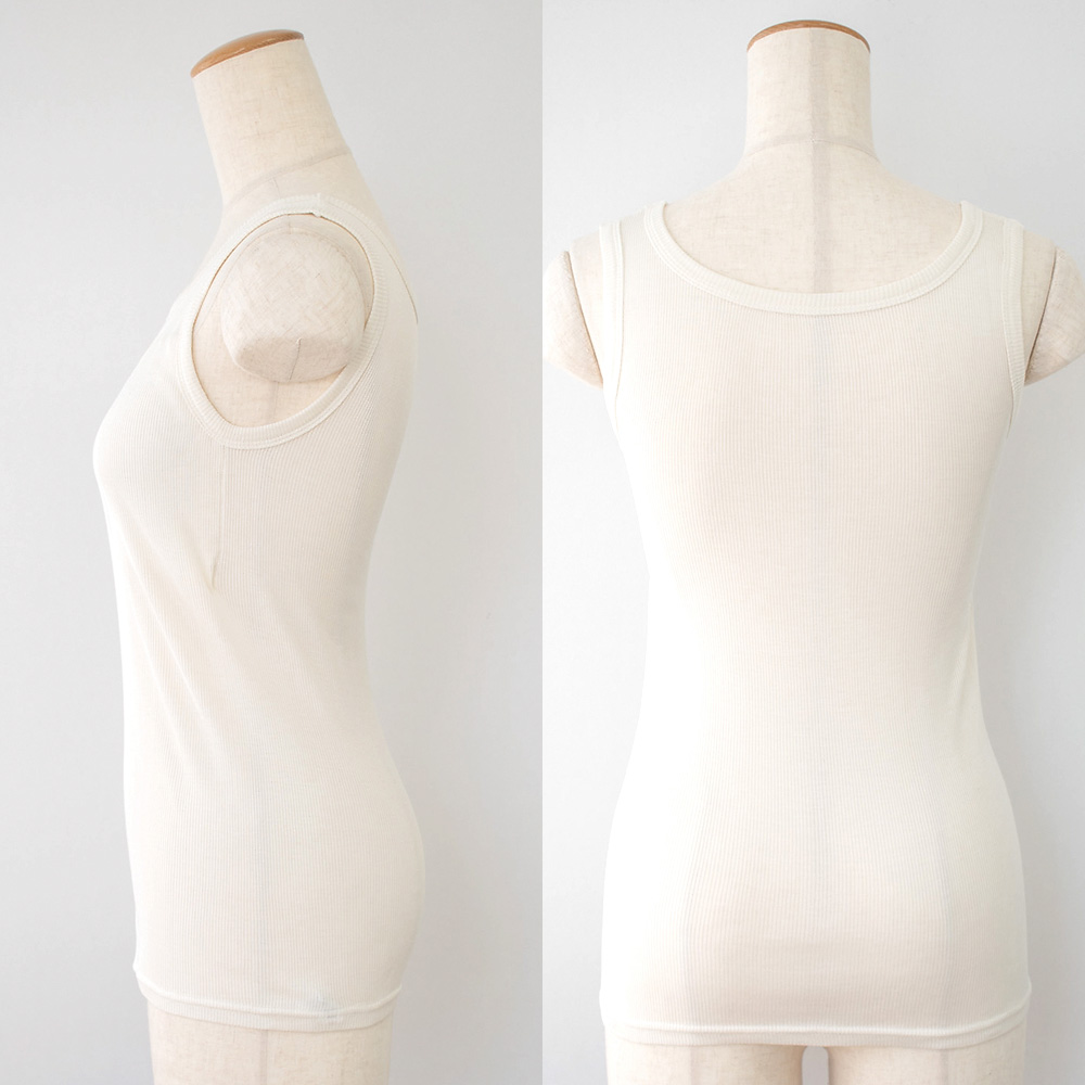 シルク100% テレコ カップ付き タンクトップ 日本製 ウォッシャブル加工