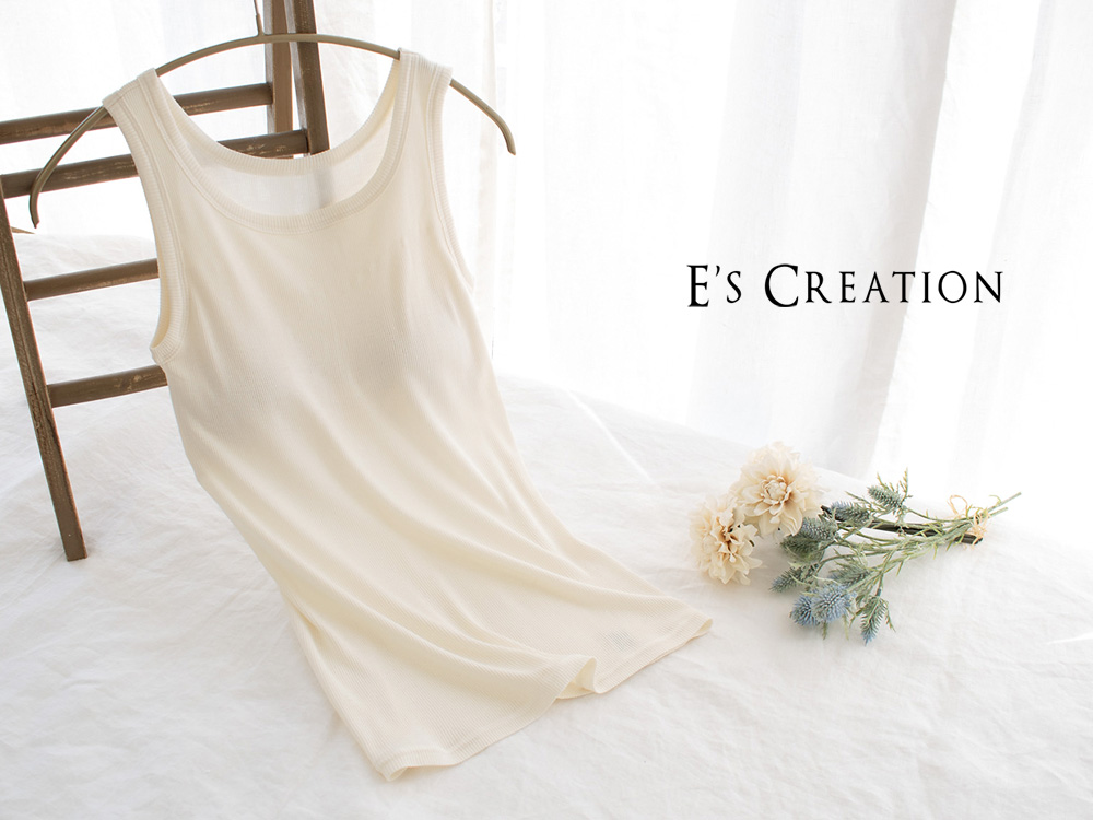 シルク100% テレコ カップ付き タンクトップ 日本製 ウォッシャブル加工