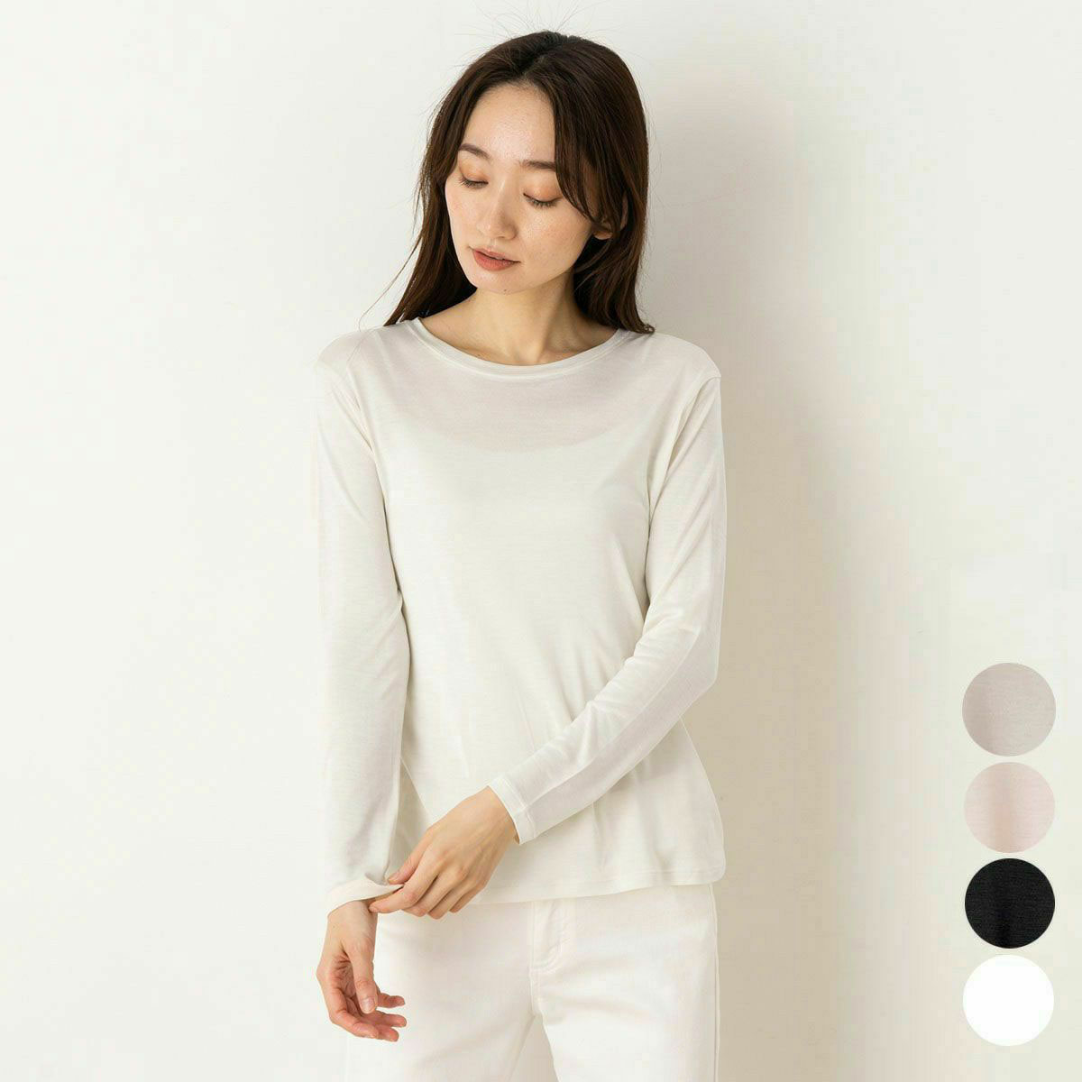 シルク100％ 長袖 インナー 日本製【ふわ肌シルク】