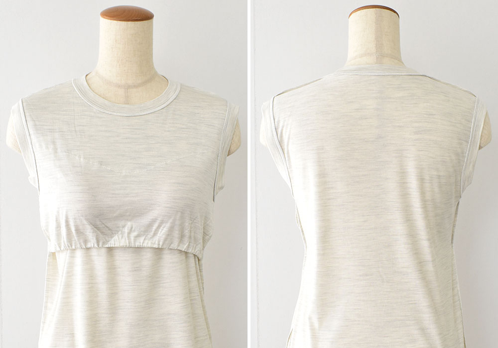 シルク100％ ソフトジャージー カップ付き タンクトップ クルーネック ゆるラク 日本製