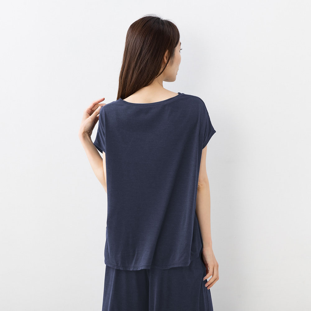 シルク100% ソフトジャージー フレンチ袖トップス 日本製