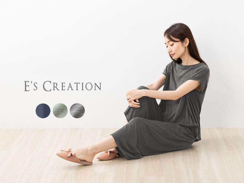 シルク100% ソフトジャージー パジャマ 上下セット フレンチ袖トップスとガウチョパンツ 日本製