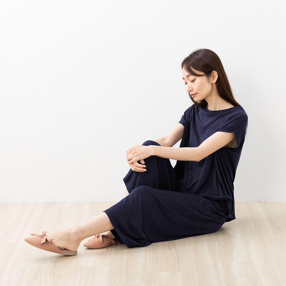 シルク100% ジャージー ガウチョパンツ 日本製