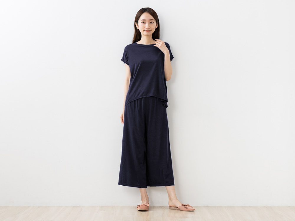 シルク100% ジャージー ガウチョパンツ 日本製