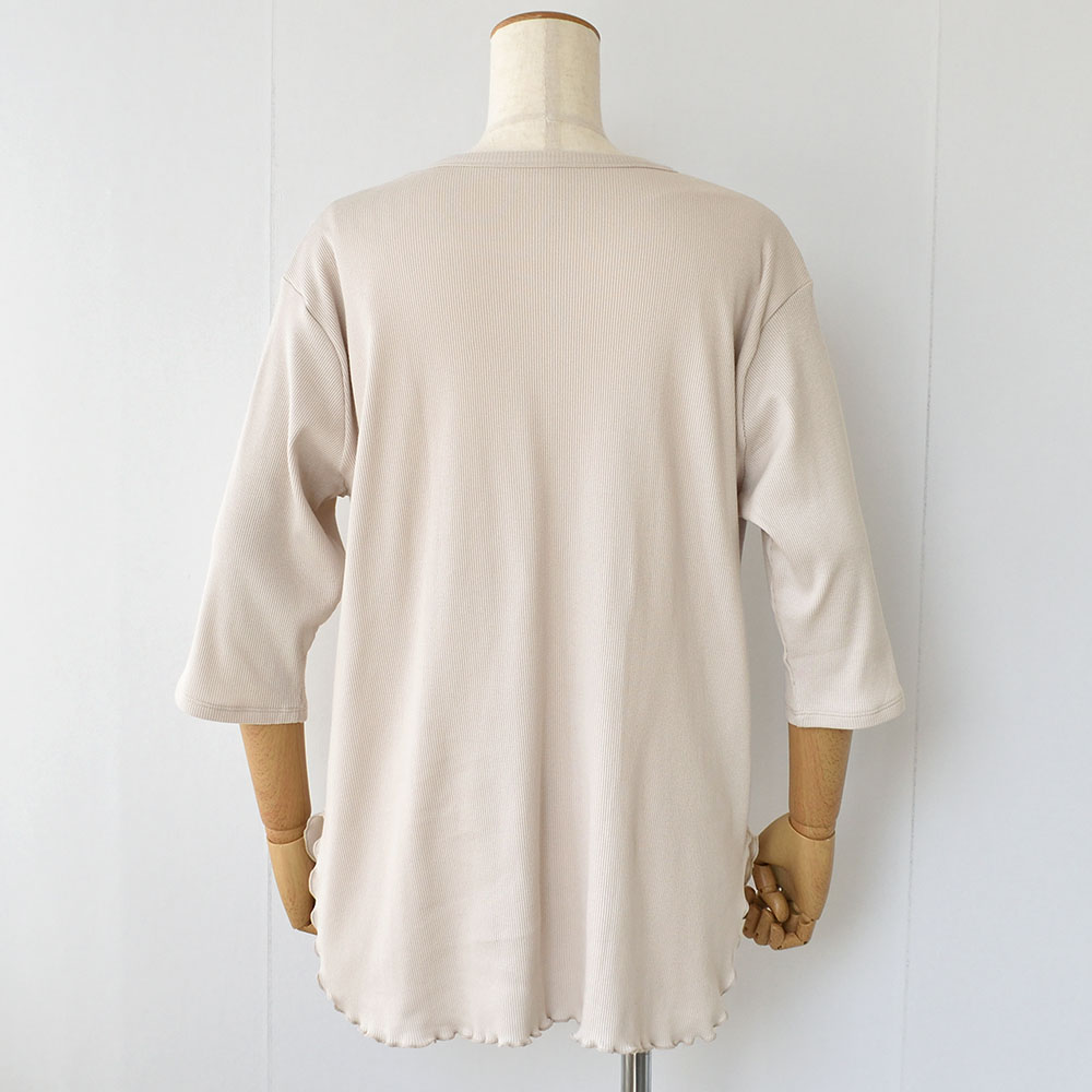 オーガニックコットン100% テレコ カップ付きトップス 日本製 カップ裏シルク