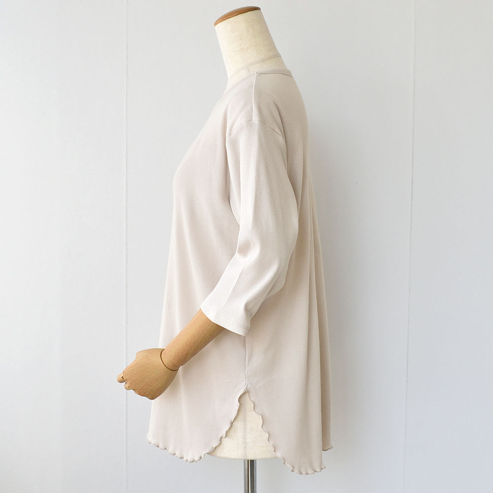 オーガニックコットン100% テレコ カップ付きトップス 日本製 カップ裏シルク