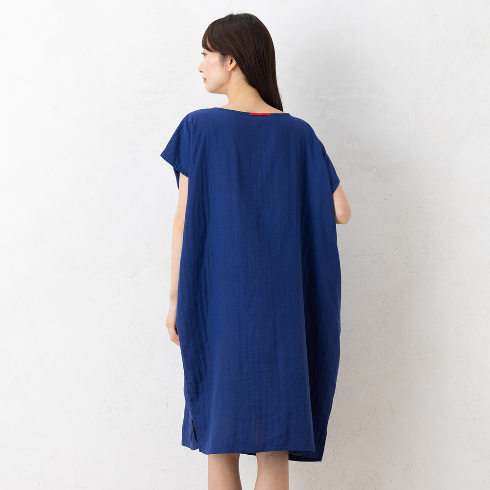 オーガニックコットン100% 和晒しダブルガーゼ 湯上りワンピース 日本製 フレンチ袖