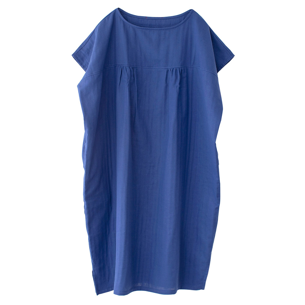 オーガニックコットン100% 和晒しダブルガーゼ 湯上りワンピース 日本製 フレンチ袖