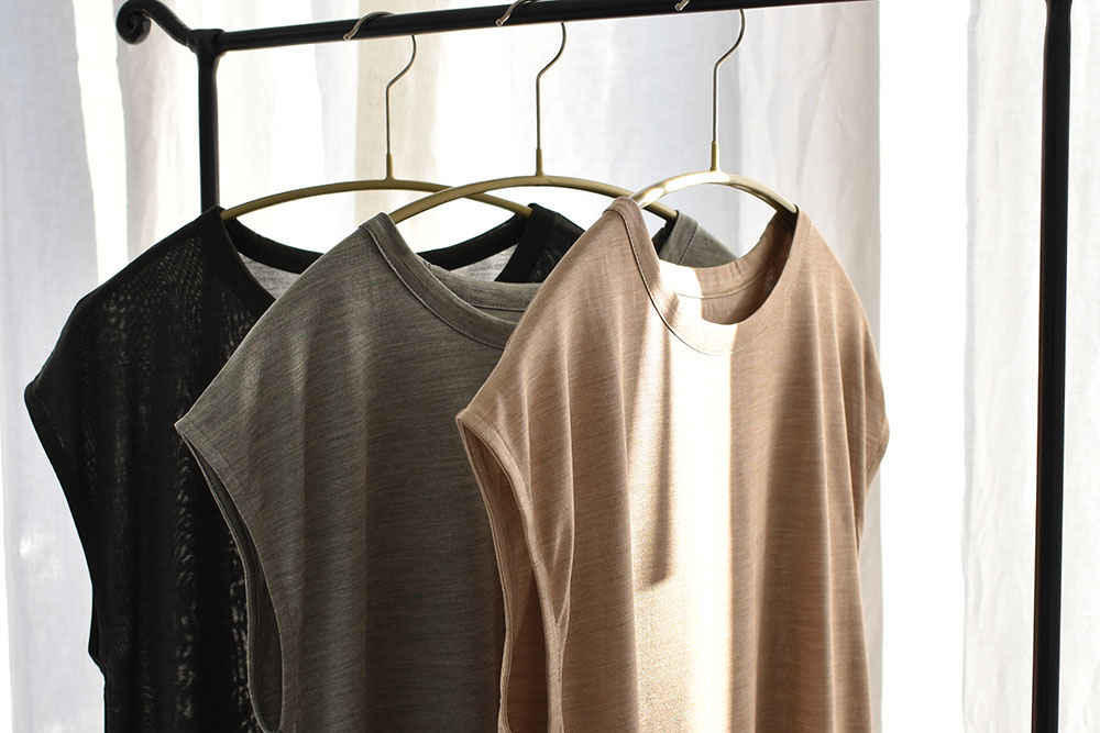 シルク100% ジャージー フレンチ袖 クルーネック Tシャツ 日本製