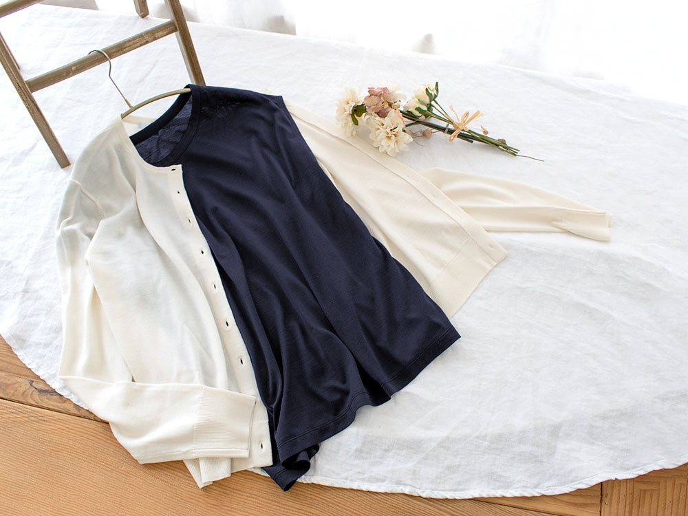 シルク100% ジャージー フレンチ袖 クルーネック Tシャツ 日本製