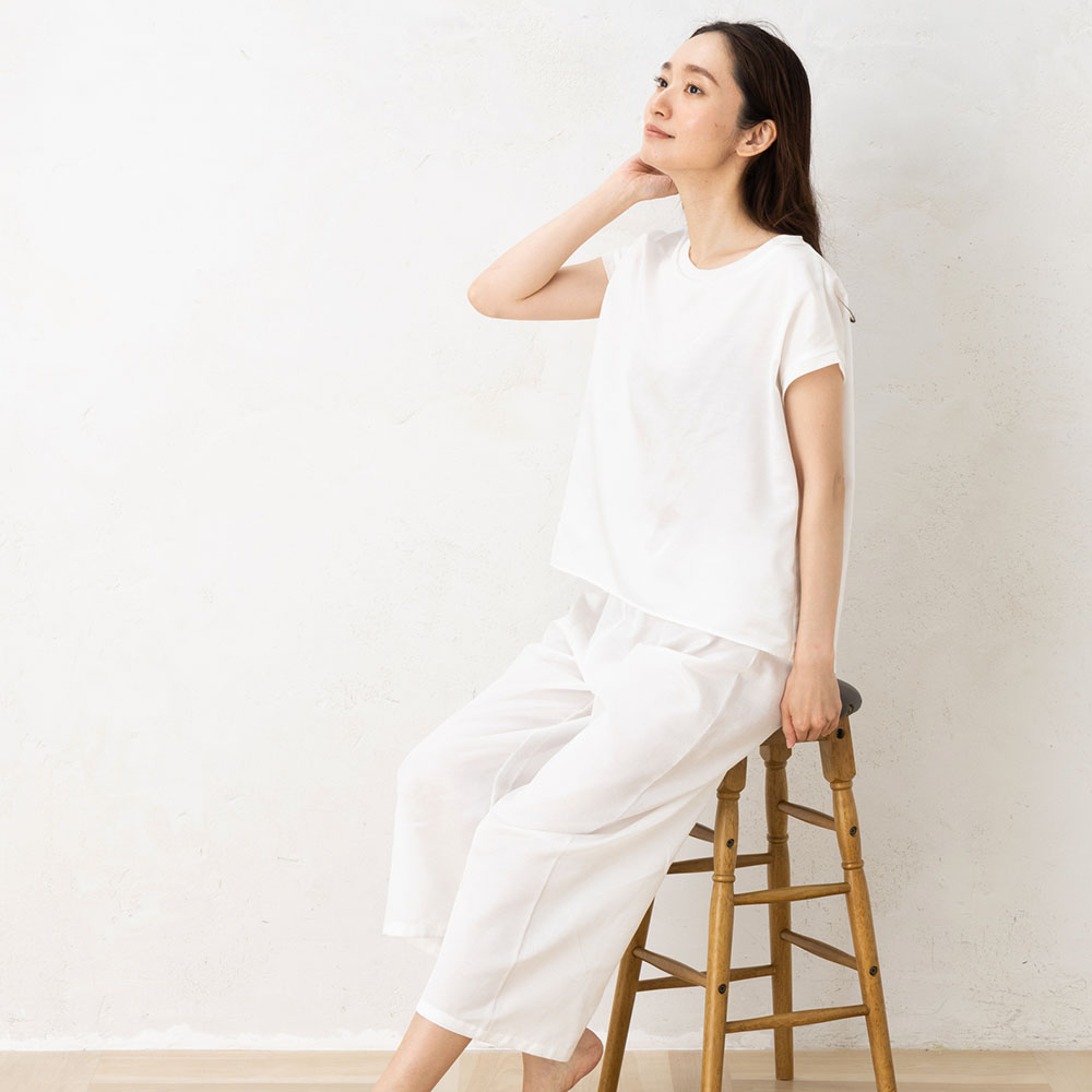 コットンシルクサテン ルームパンツ 日本製