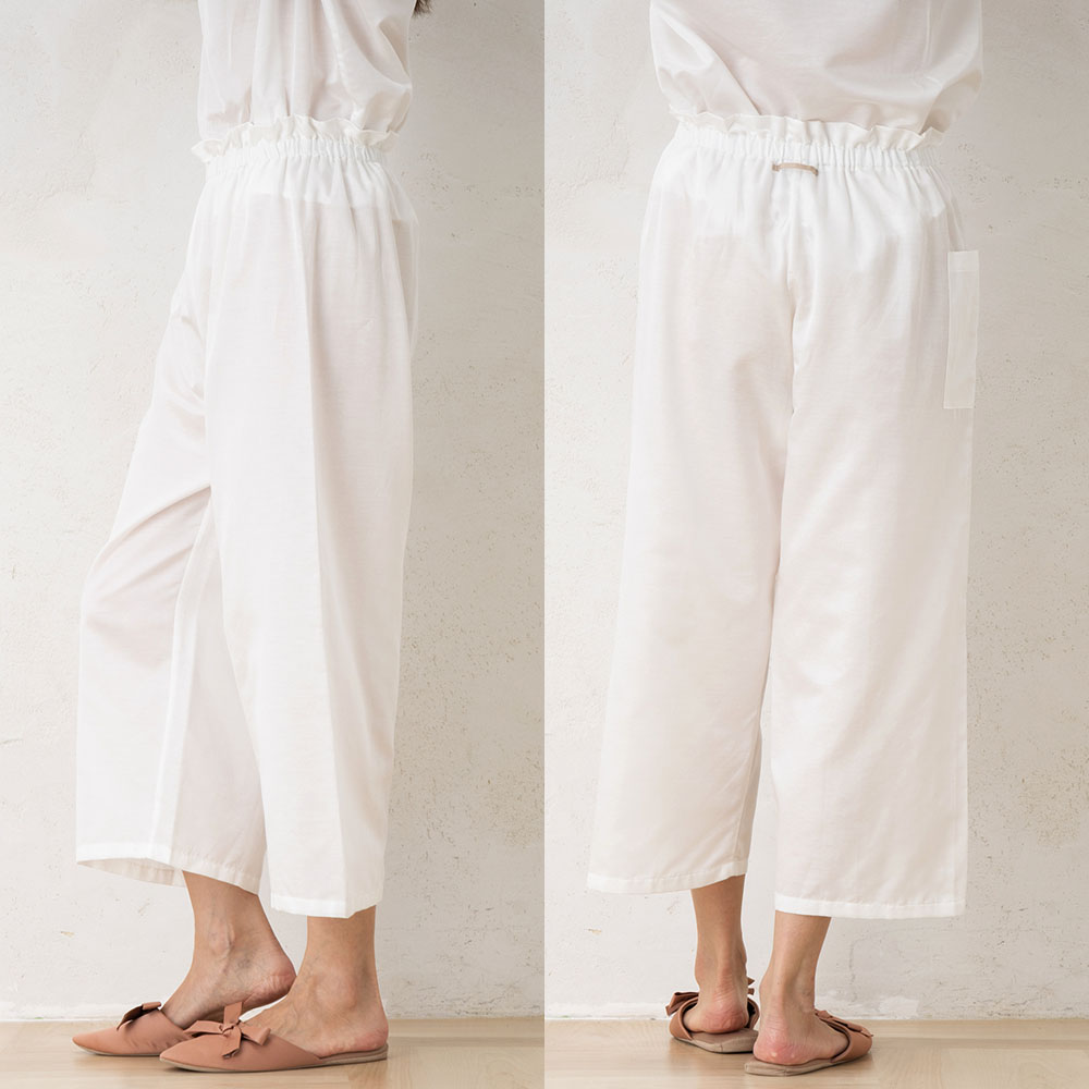 コットンシルクサテン ルームパンツ 日本製