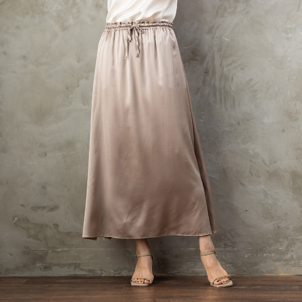 【お得な上下セット】シルク サテンストレッチ トップス＆スカート 上下セット 日本製 19匁