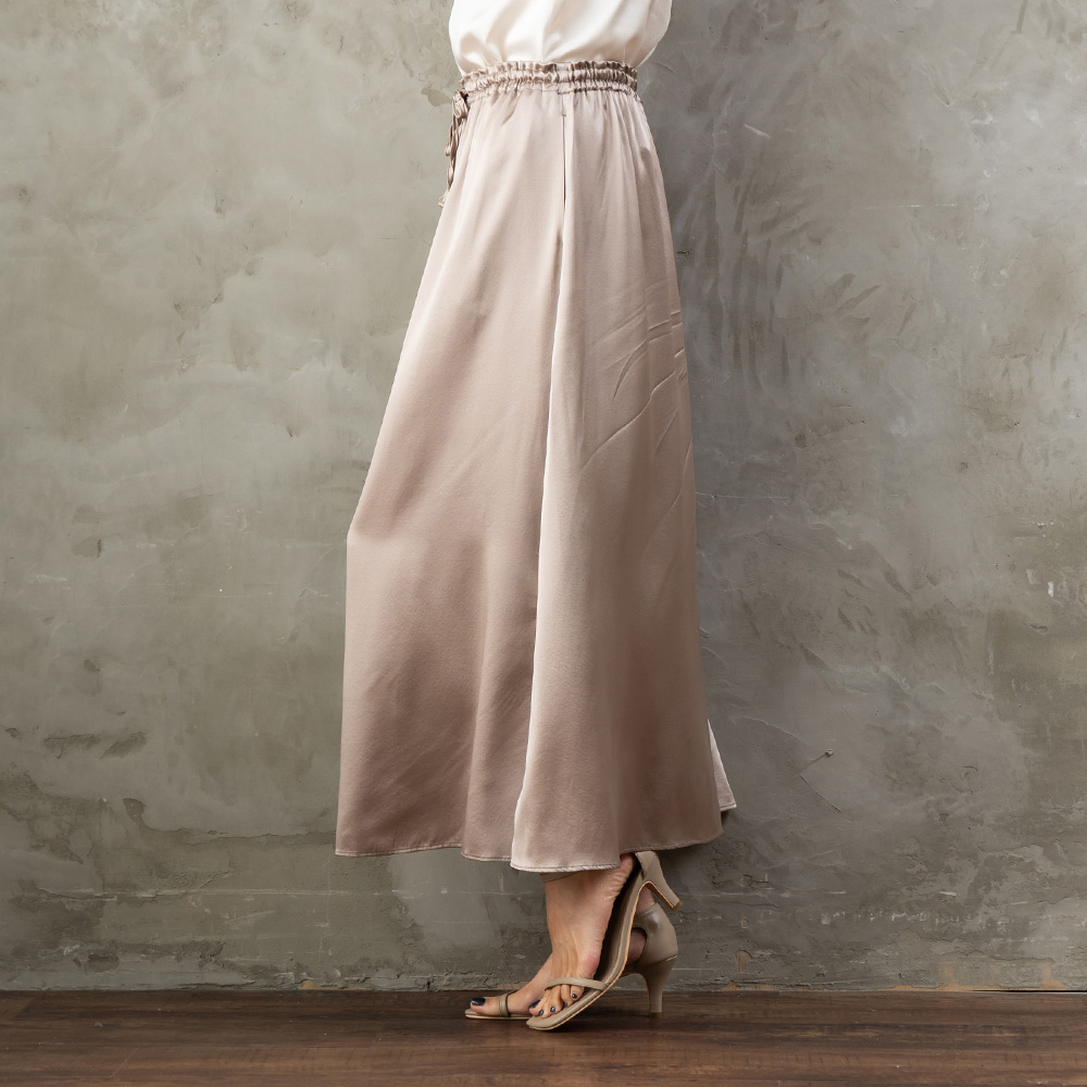 【お得な上下セット】シルク サテンストレッチ トップス＆スカート 上下セット 日本製 19匁