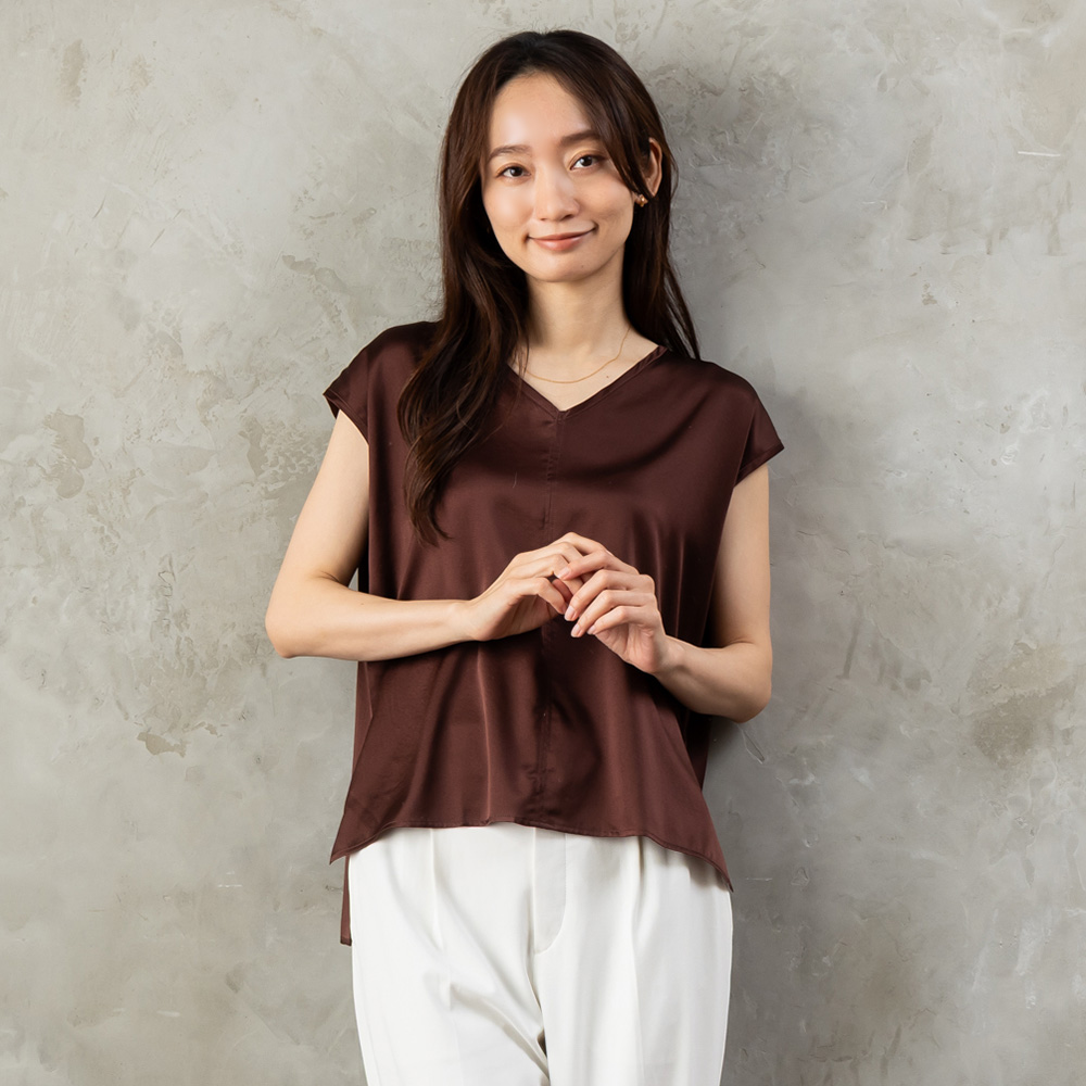 【お得な上下セット】シルク サテンストレッチ トップス＆スカート 上下セット 日本製 19匁