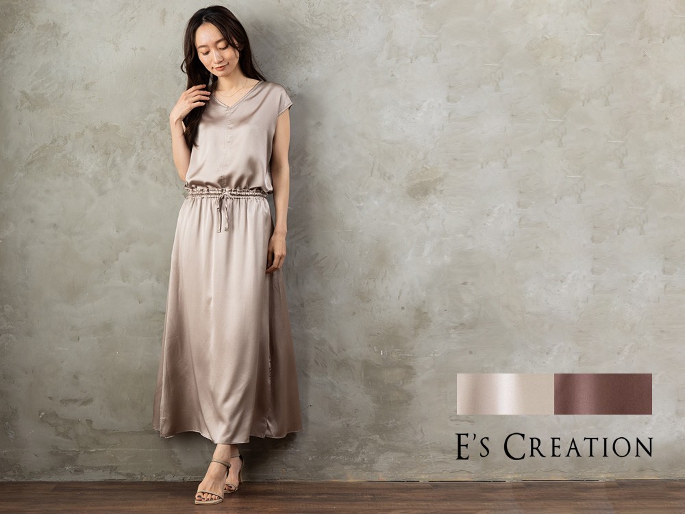 【お得な上下セット】シルク サテンストレッチ トップス＆スカート 上下セット 日本製 19匁