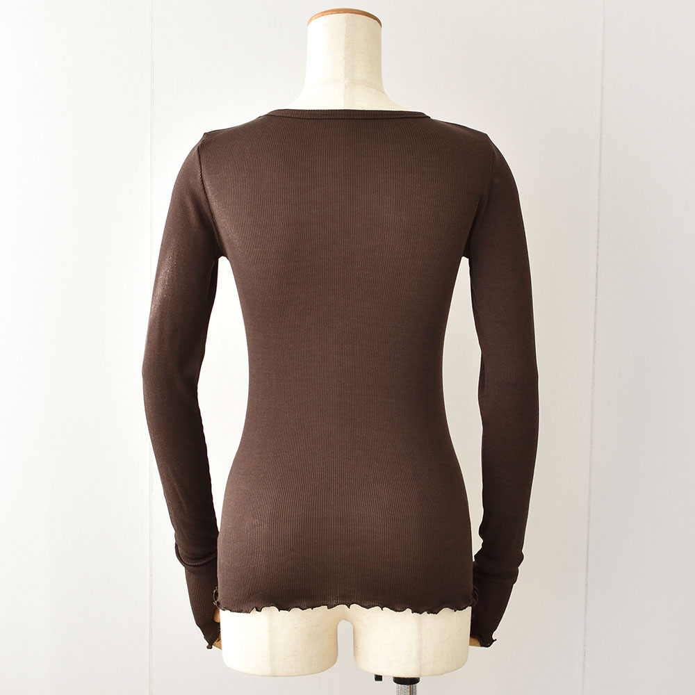 シルク100% テレコ クルーネック 長袖 インナー 日本製 ウォッシャブル加工