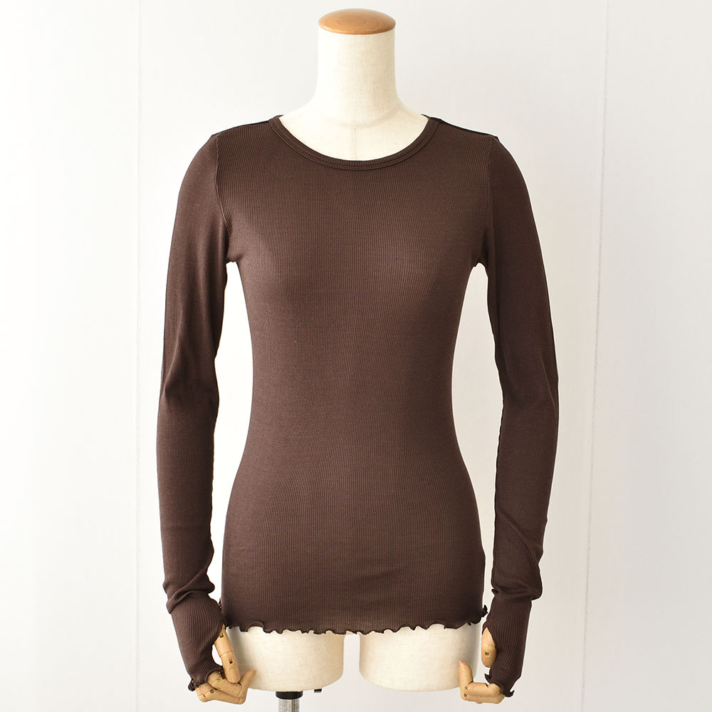 シルク100% テレコ クルーネック 長袖 インナー 日本製 ウォッシャブル加工