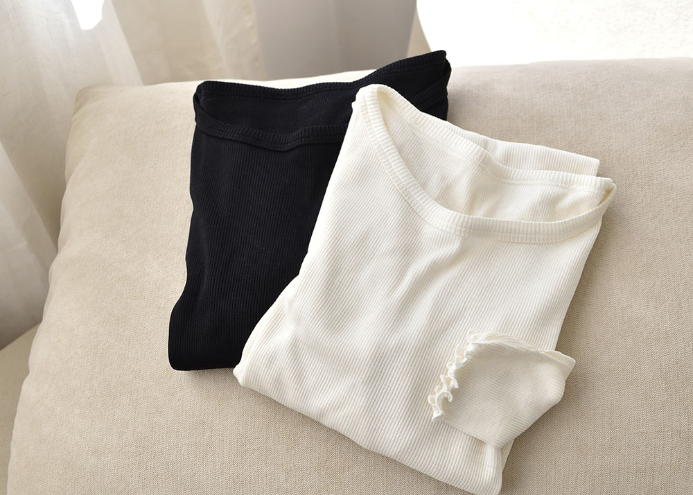 シルク100% テレコ クルーネック 長袖 インナー 日本製 ウォッシャブル加工