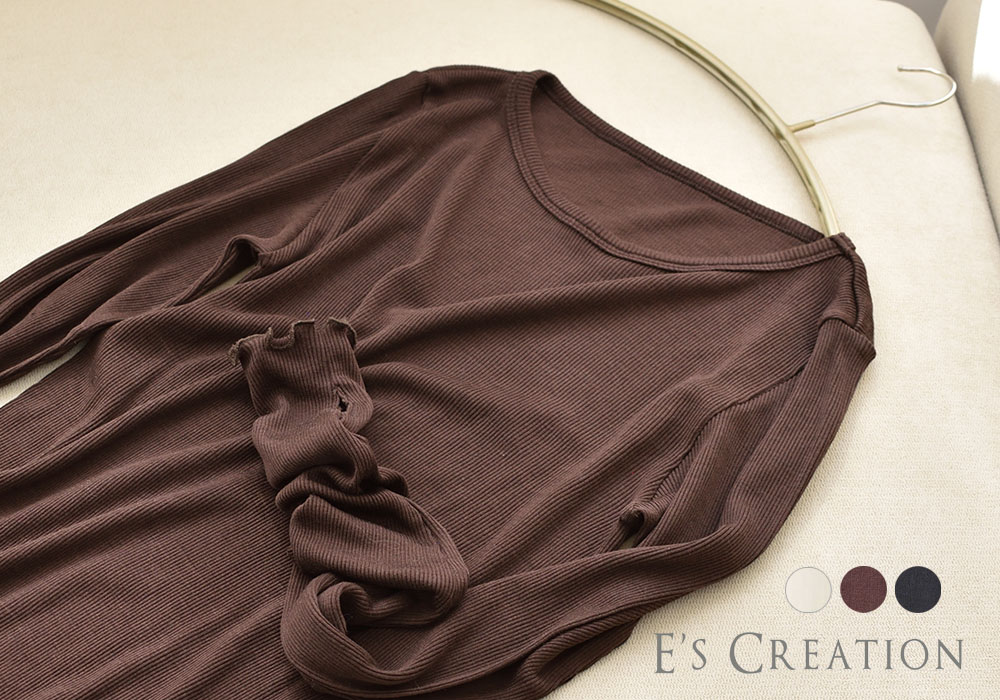 シルク100% テレコ クルーネック 長袖 インナー 日本製 ウォッシャブル加工