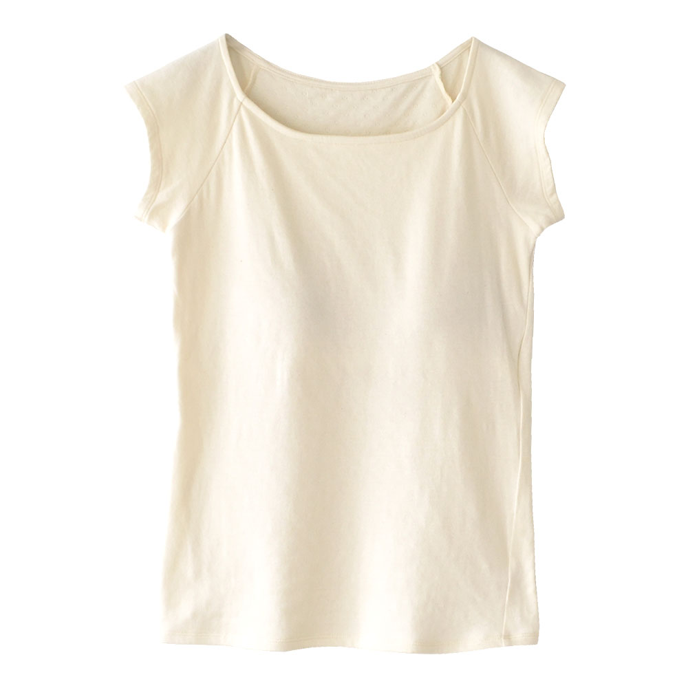 肌側シルク 外側コットン カップ付き パジャマインナー 日本製