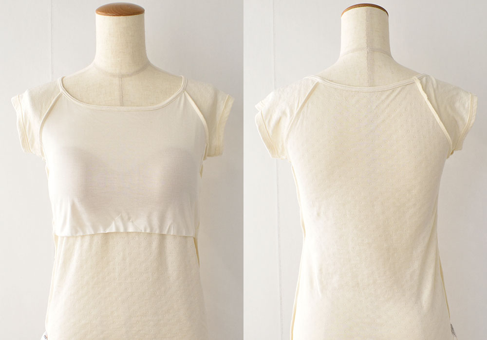 肌側シルク 外側コットン カップ付き パジャマインナー 日本製