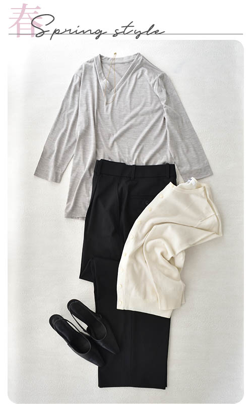 コットンシルク テレコ モックネック 5分袖 インナー