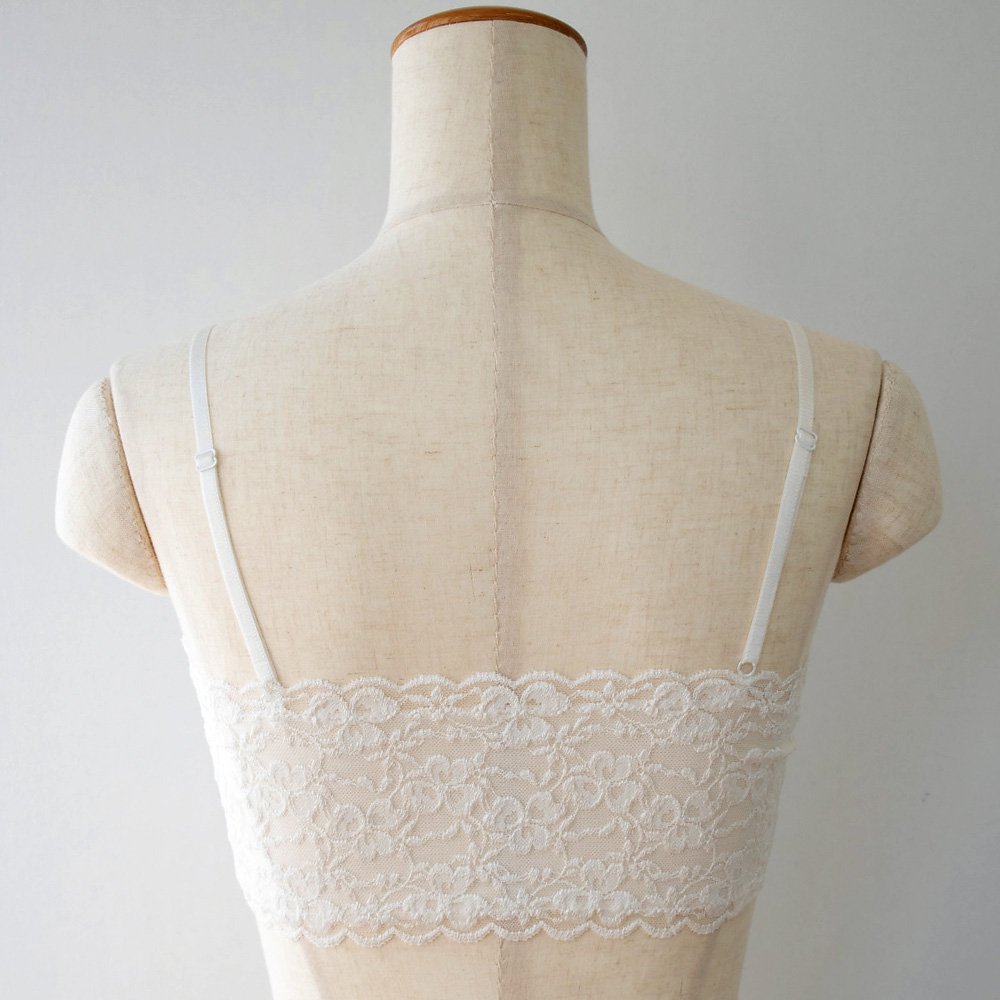 肌側シルク カップ付きレースチューブトップ 日本製