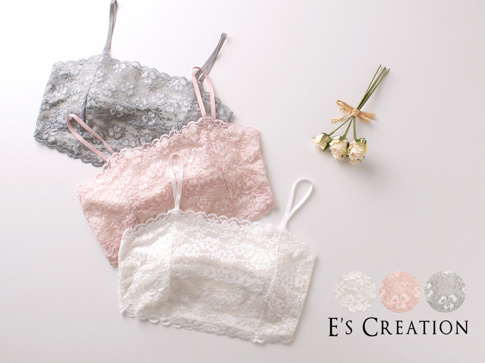肌側シルク カップ付きレースチューブトップ 日本製