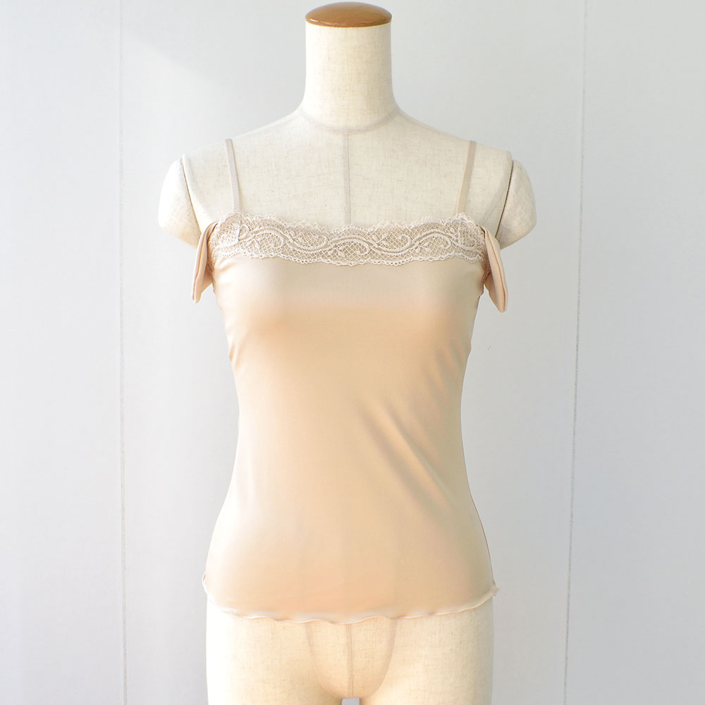 シルクスムース カップ＆汗取りパッド付き キャミソール 日本製