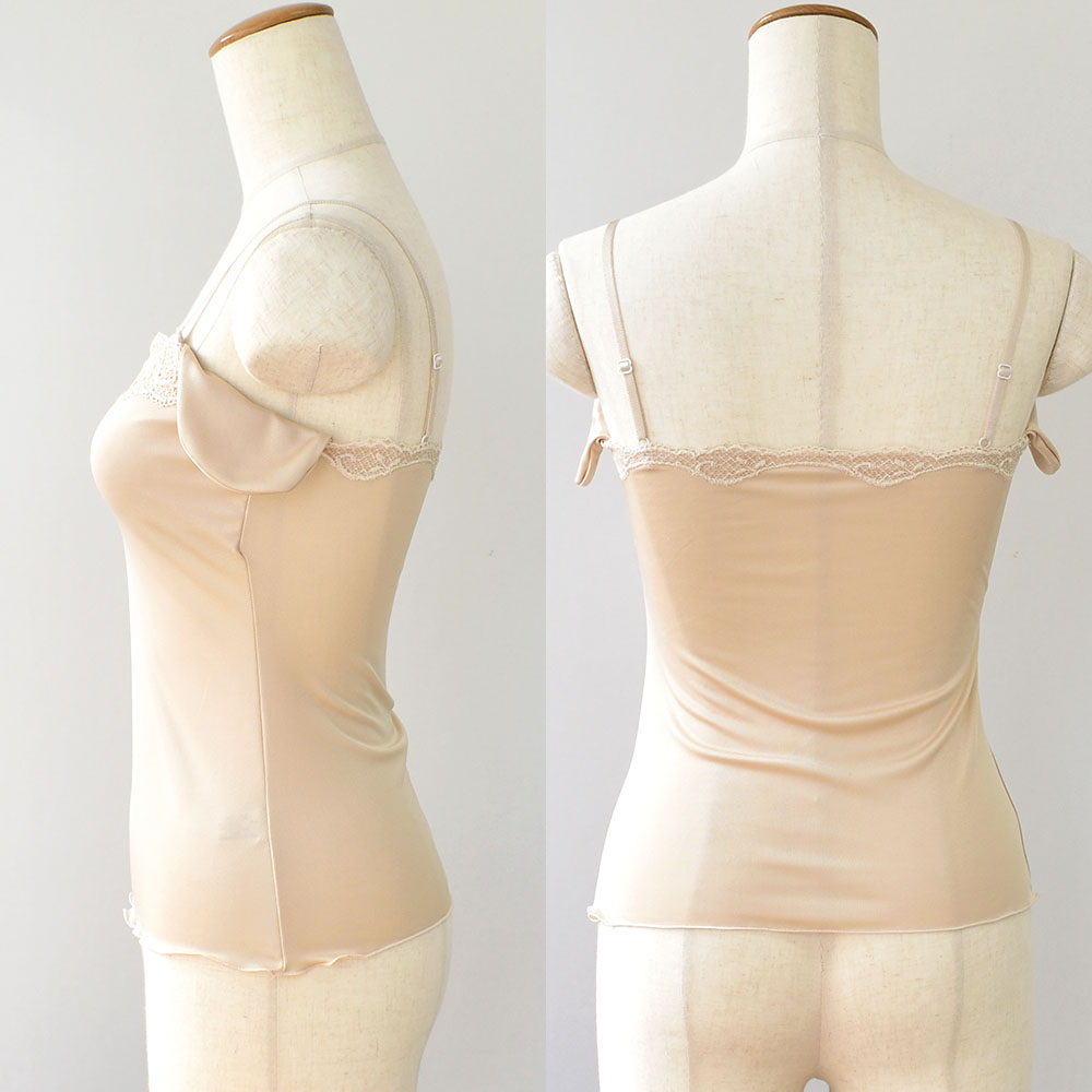 シルクスムース カップ＆汗取りパッド付き キャミソール 日本製