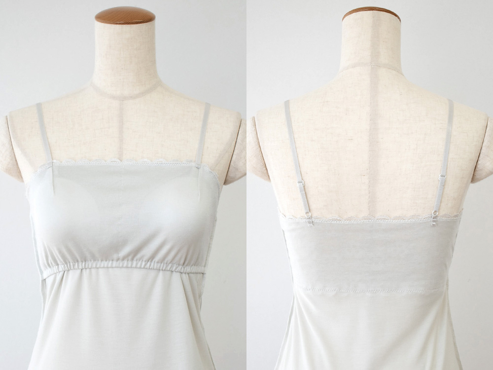 シルク カップ付きキャミソール フロントレース 日本製