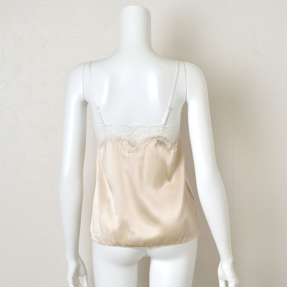 シルクサテン レース付きキャミソール 日本製
