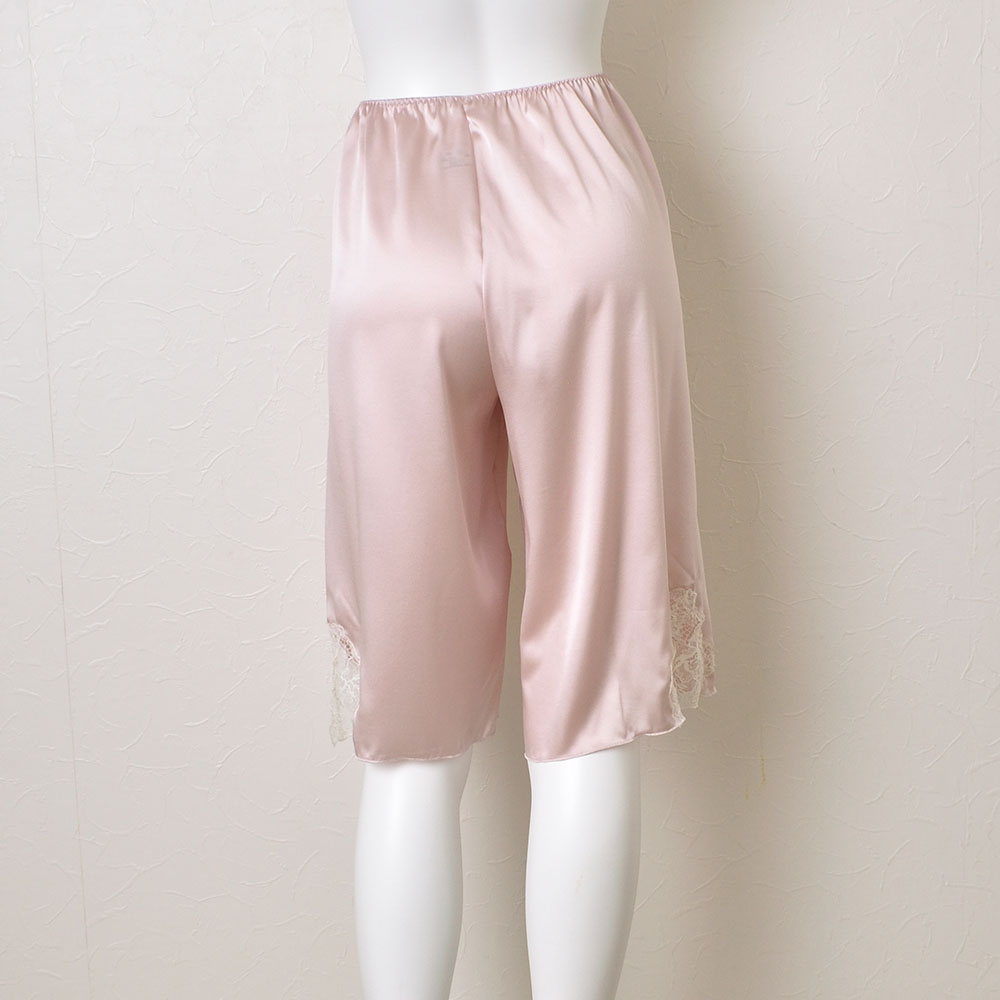 シルクサテン レース付きペチコート 日本製