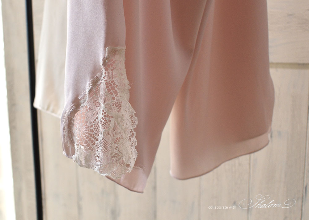 シルクサテン レース付きペチコート 日本製