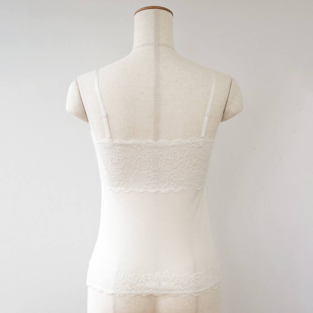 シルク カップ付きキャミソール フロントレース 日本製