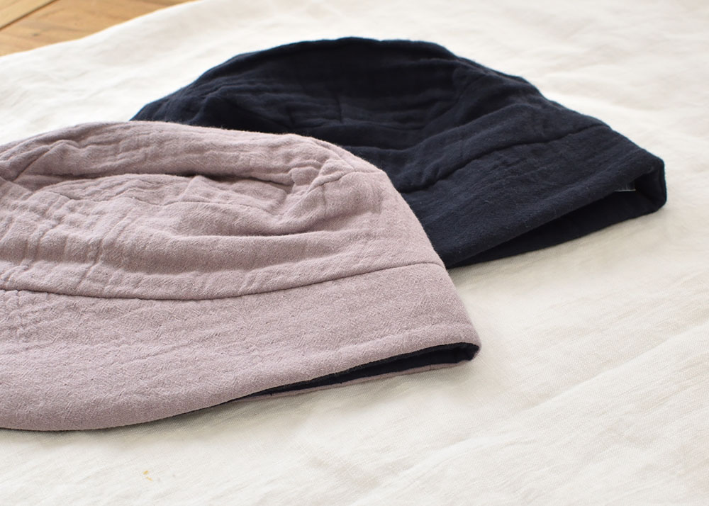 肌側オーガニックコットン 外側ダブルガーゼ　帽子 日本製