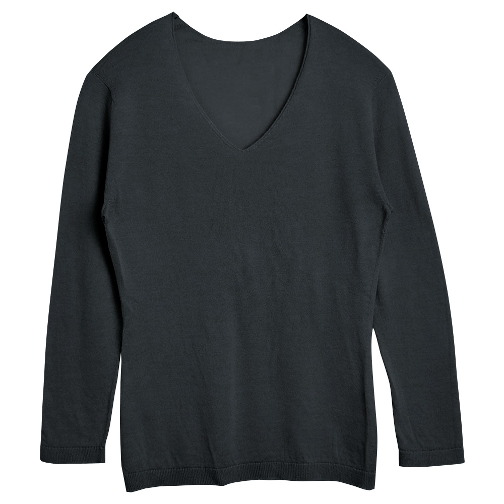 シルク100％ ふわふわ加工 Vネック 長袖インナー 日本製