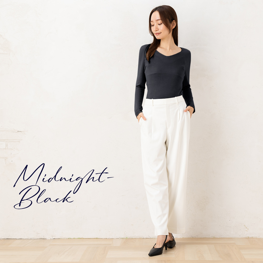 シルク100％ ふわふわ加工 Vネック 長袖インナー 日本製