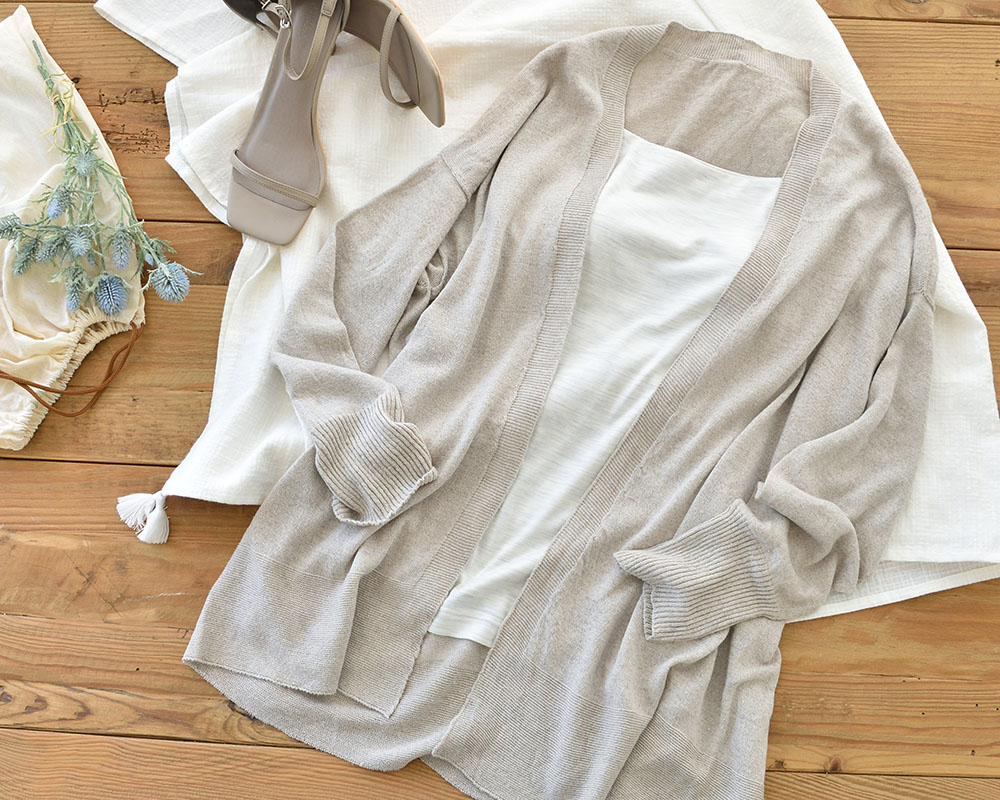 シルクリネン カーディガン 日本製