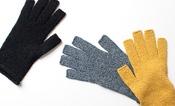 GINGA シルク 指切りグローブ 日本製 筒状に編まれたホールガーメント