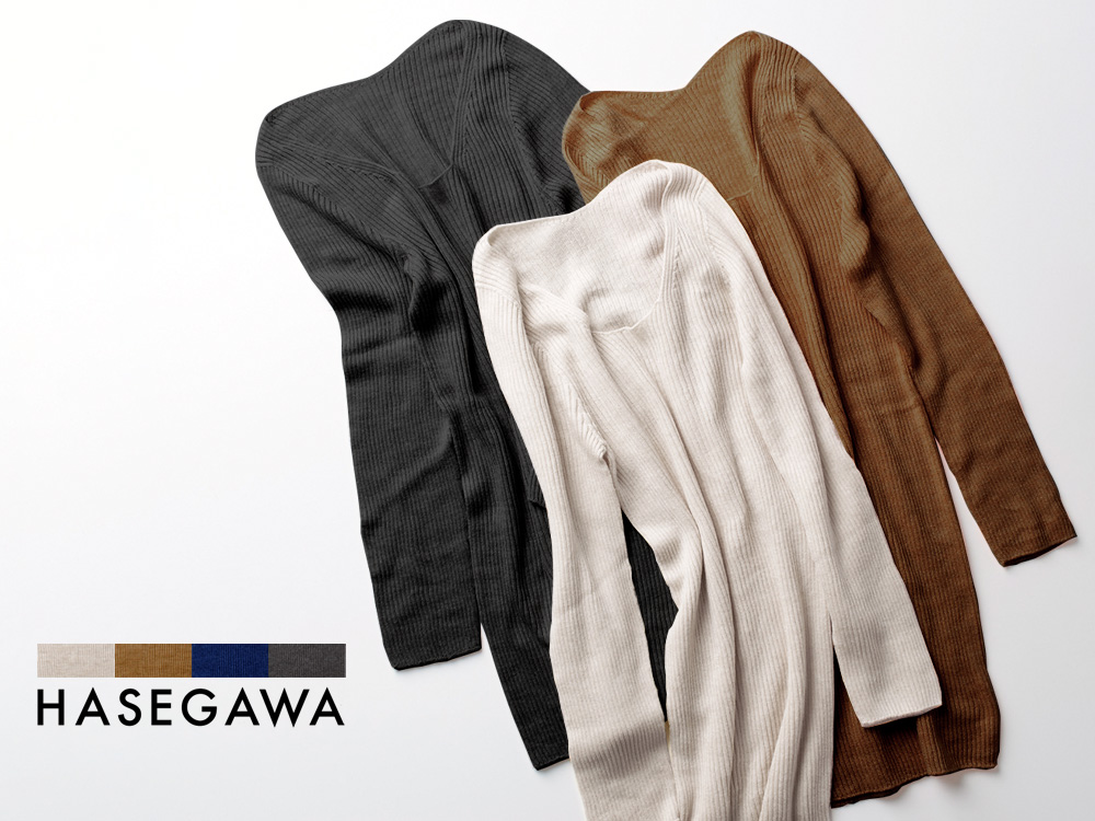 シルク100％ ふわふわ加工 リブニット 7分袖 インナー 日本製 レディース