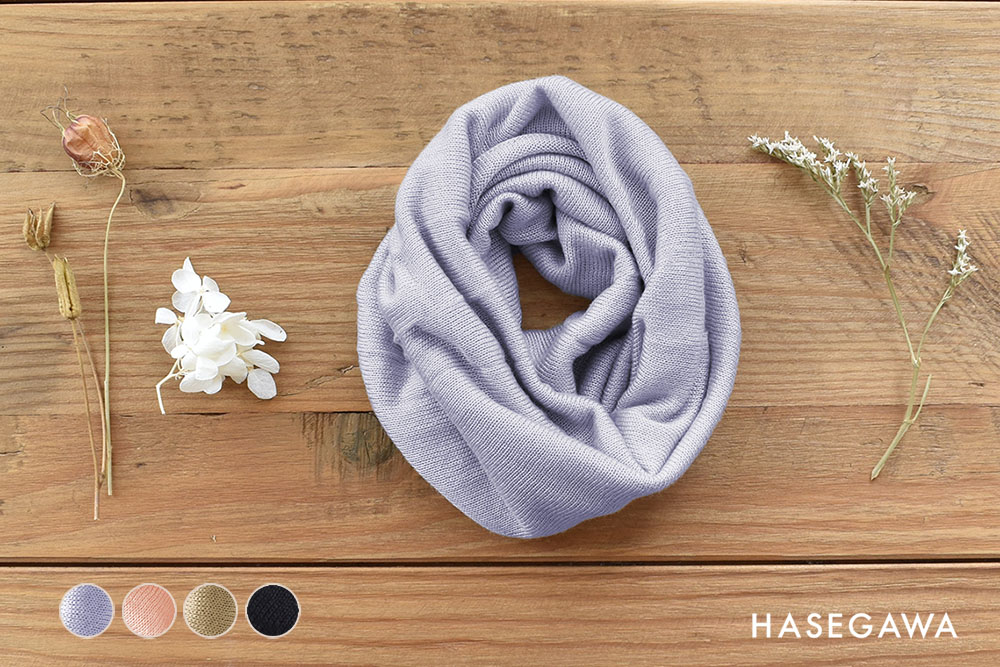 シルク100％ ふわふわ加工 ネックウォーマー 日本製 筒状に編まれたホールガーメント