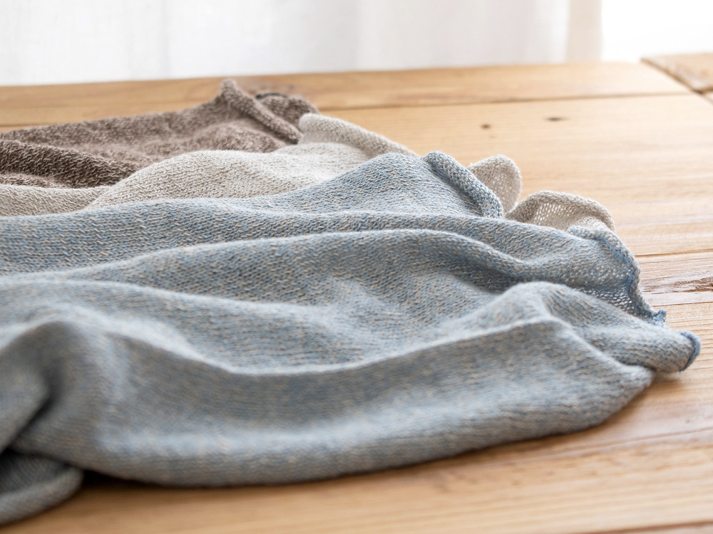 リネンシルク ターバンスヌード 日本製 縫い目のないホールガーメント hasegawa