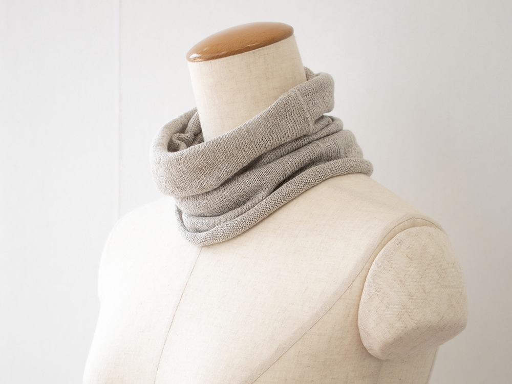 リネンシルク ターバンスヌード 日本製 縫い目のないホールガーメント hasegawa